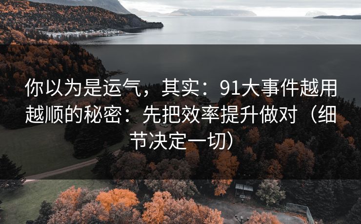 你以为是运气,其实:91大事件越用越顺的秘密:先把效率提升做对(细节决定一切) 你以为是运气,其实:91大事件越用越顺的秘密:先把效率提升做对(细节决定一切)