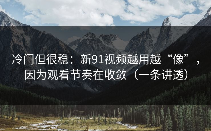 冷门但很稳：新91视频越用越“像”，因为观看节奏在收敛（一条讲透）
