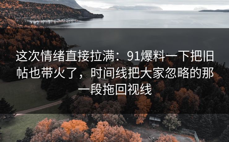 这次情绪直接拉满:91爆料一下把旧帖也带火了,时间线把大家忽略的那一段拖回视线 这次情绪直接拉满:91爆料一下把旧帖也带火了,时间线把大家忽略的那一段拖回视线