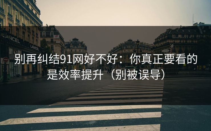 别再纠结91网好不好：你真正要看的是效率提升（别被误导）